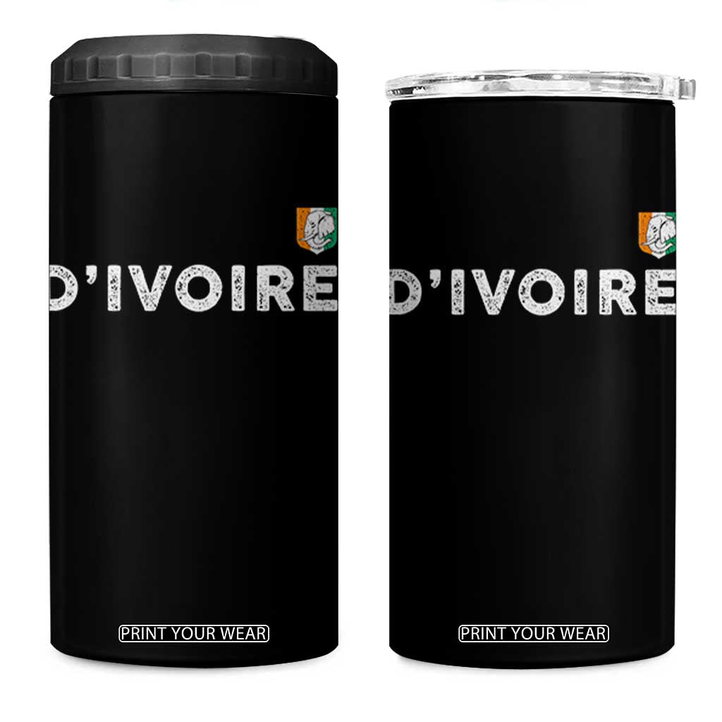 Côte D Ivoire 4 in 1 Can Cooler Tumbler Ivory Coast Crest Football Elephant Family Matching TS11 One Size: 16 oz Black Print Your Wear
