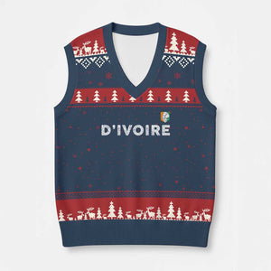 Côte D Ivoire V-Neck Knit Sweater Vest Ivory Coast Crest Football Elephant Family Matching