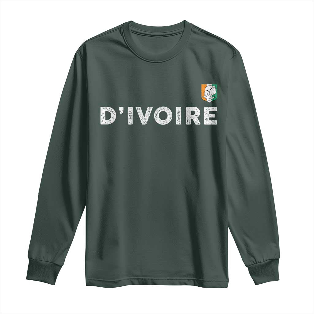 Côte D Ivoire Long Sleeve Shirt Ivory Coast Crest Football Elephant Family Matching