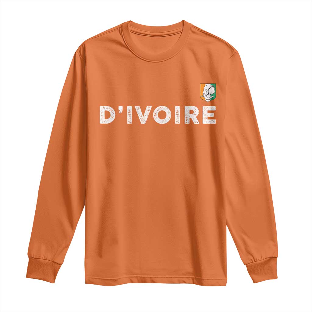 Côte D Ivoire Long Sleeve Shirt Ivory Coast Crest Football Elephant Family Matching