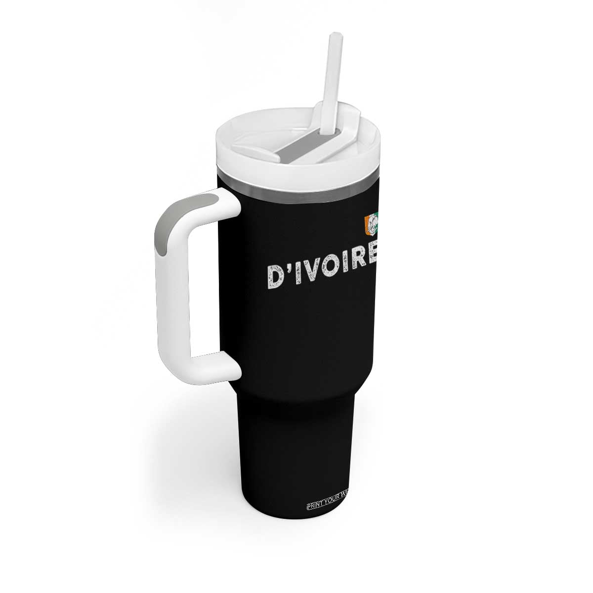 Côte D Ivoire Tumbler With Handle Ivory Coast Crest Football Elephant Family Matching