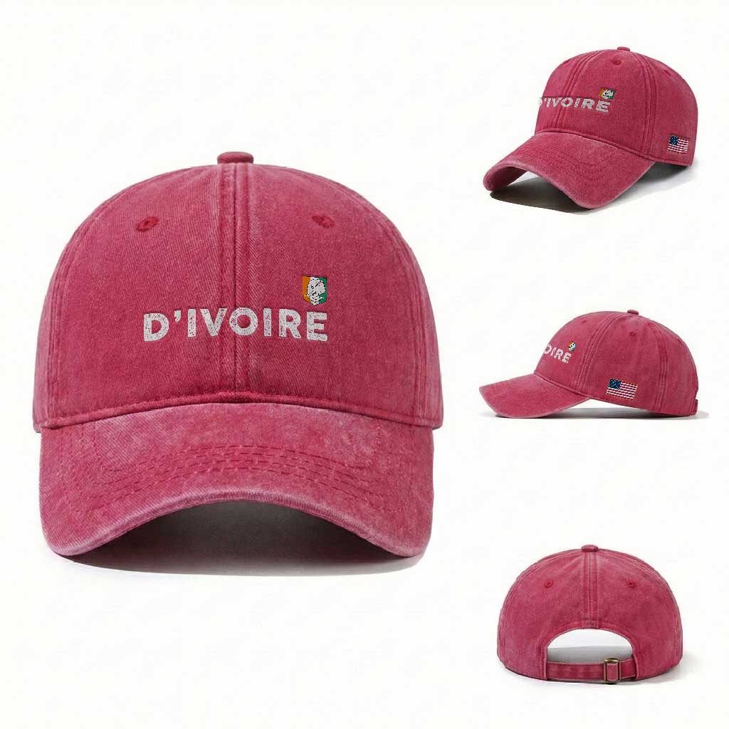 Côte D Ivoire Washed Cotton Baseball Cap Ivory Coast Crest Football Elephant Family Matching