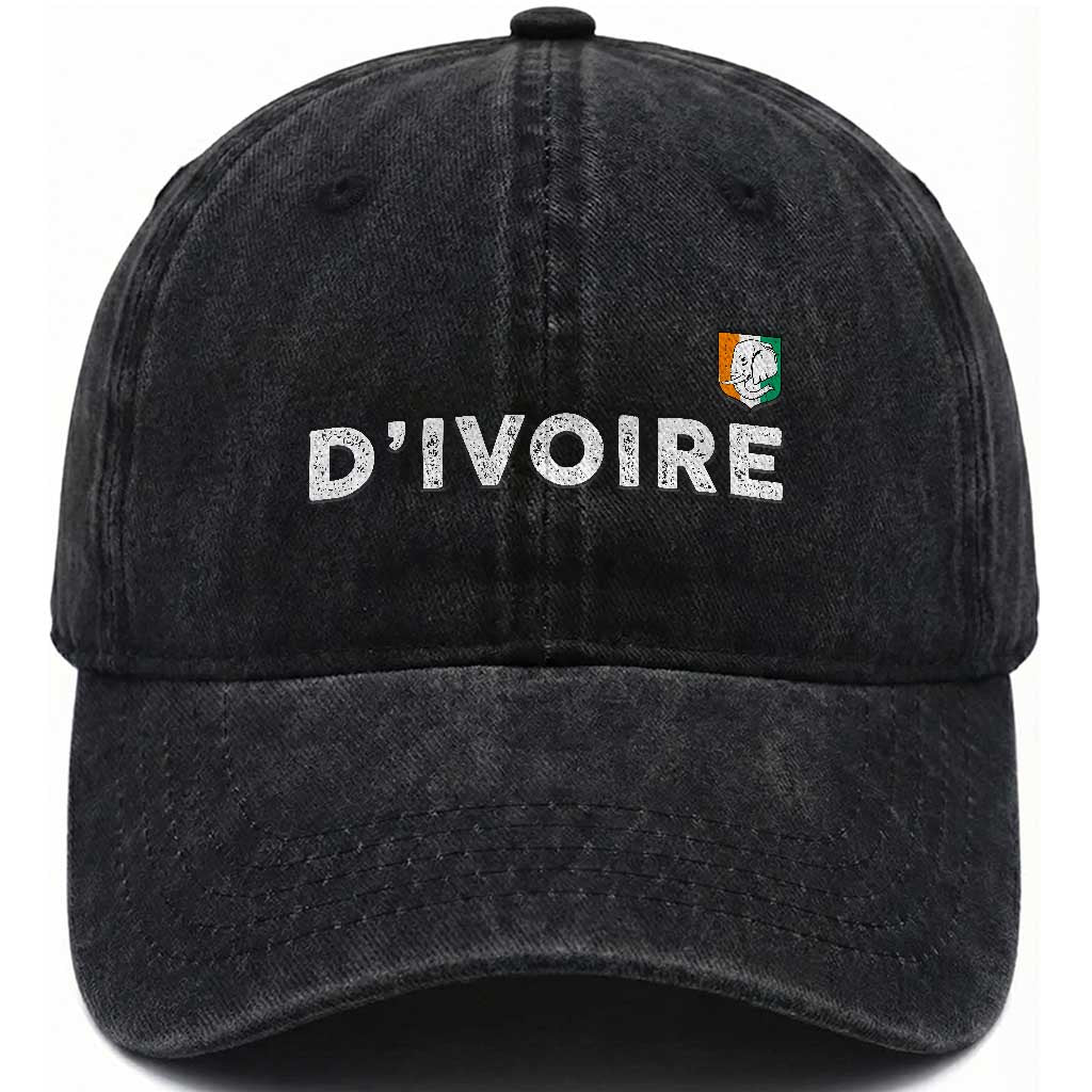 Côte D Ivoire Washed Cotton Baseball Cap Ivory Coast Crest Football Elephant Family Matching TS11 Print Your Wear