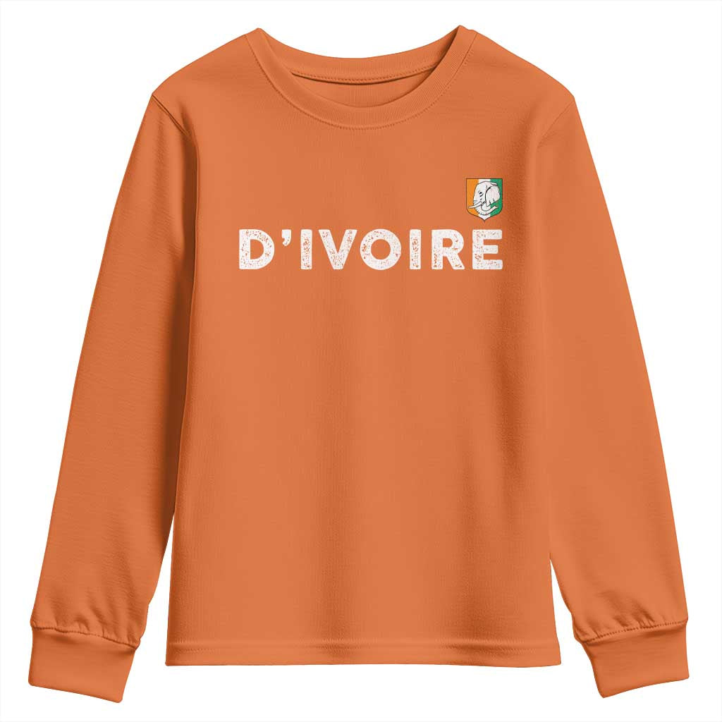 Côte D Ivoire Youth Sweatshirt Ivory Coast Crest Football Elephant Family Matching TS11 Orange Print Your Wear
