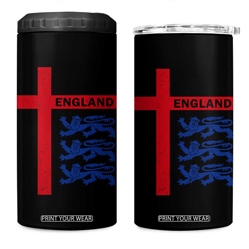 England Football St George Cross Three Lions Emblem 4 in 1 Can Cooler Tumbler TS11 One Size: 16 oz Black Print Your Wear