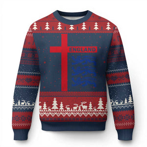 England Football St George Cross Three Lions Emblem Ugly Christmas Sweater