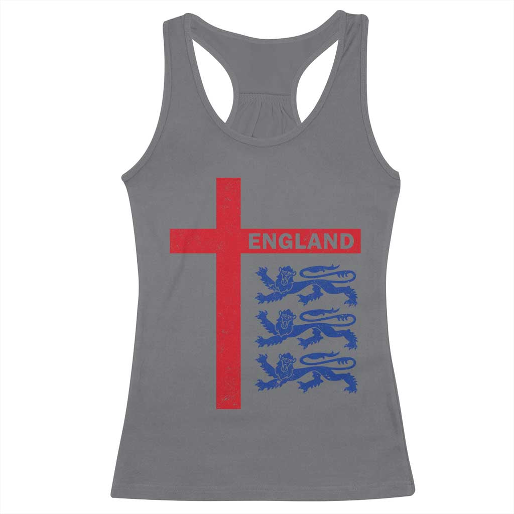 England Football St George Cross Three Lions Emblem Racerback Tank Top