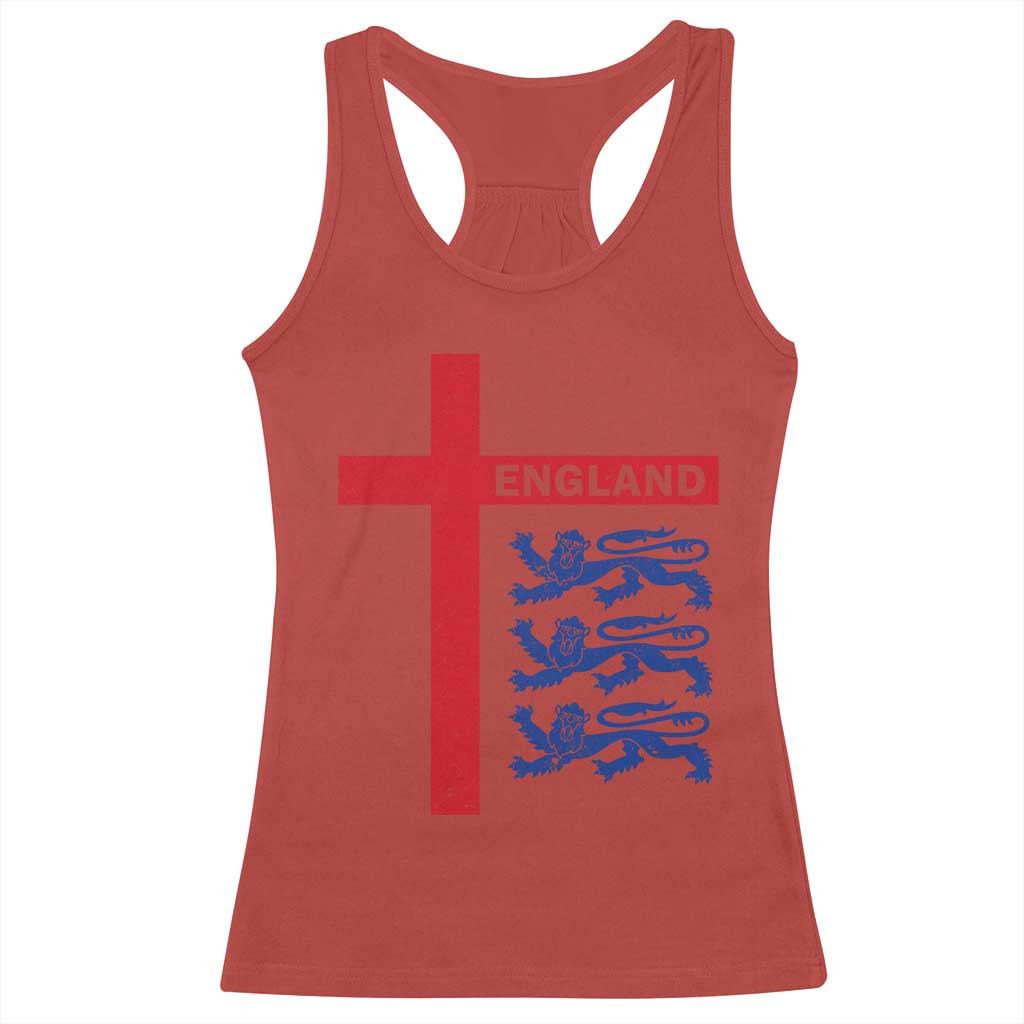 England Football St George Cross Three Lions Emblem Racerback Tank Top