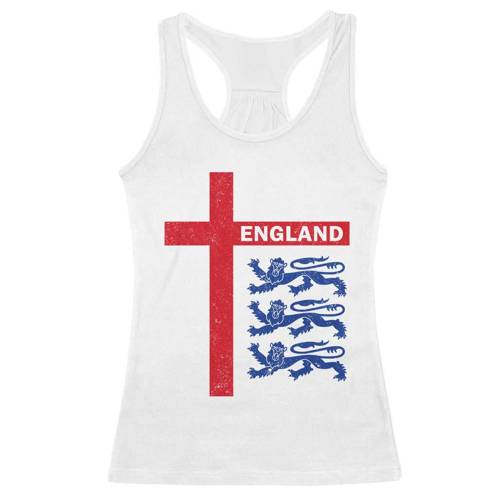 England Football St George Cross Three Lions Emblem Racerback Tank Top