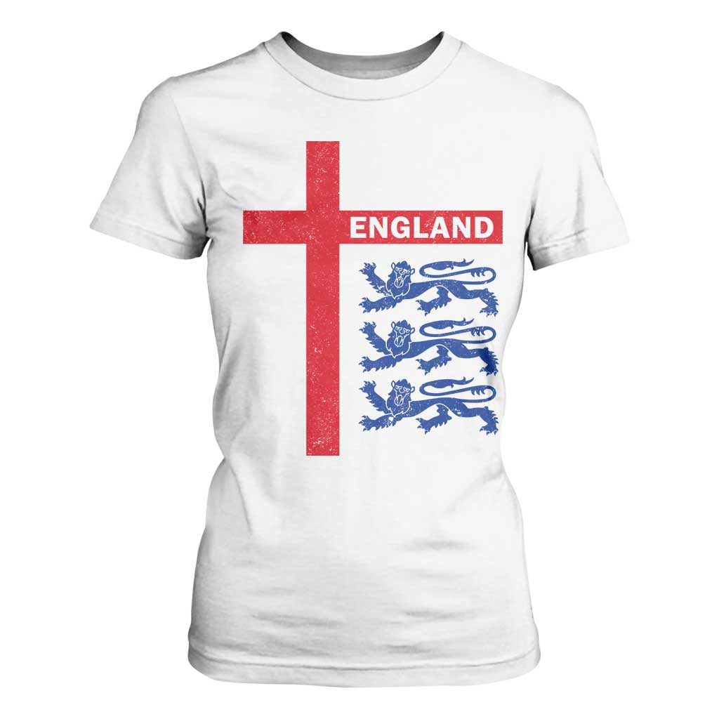 England Football St George Cross Three Lions Emblem T Shirt For Women