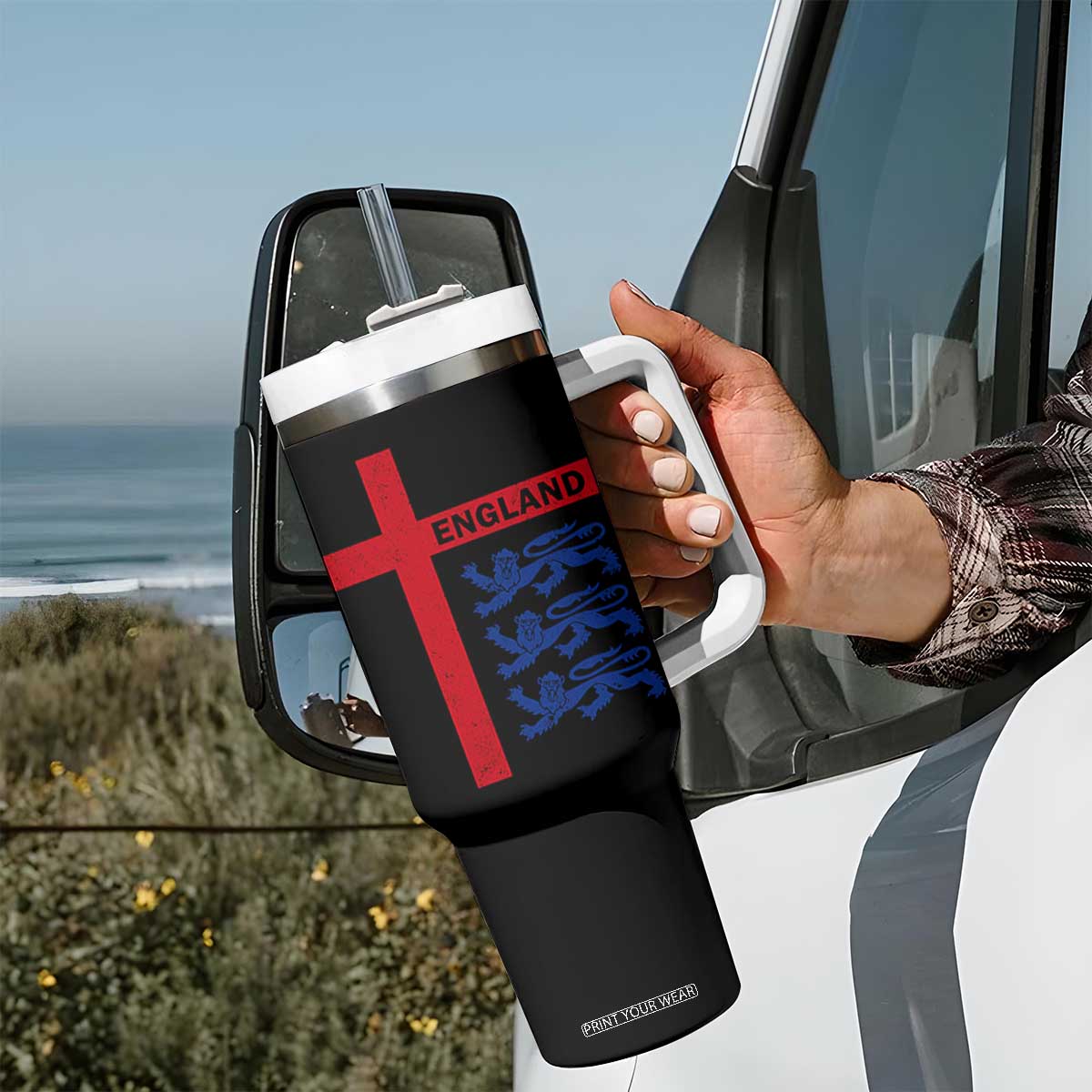England Football St George Cross Three Lions Emblem Tumbler With Handle