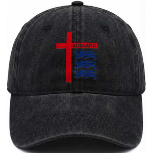 England Football St George Cross Three Lions Emblem Washed Cotton Baseball Cap