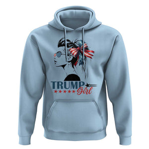 Trump Girl Hoodie Messy Bun Sunglasses 2024 USA Flag Coquette Bow TS11 Light Blue Print Your Wear
