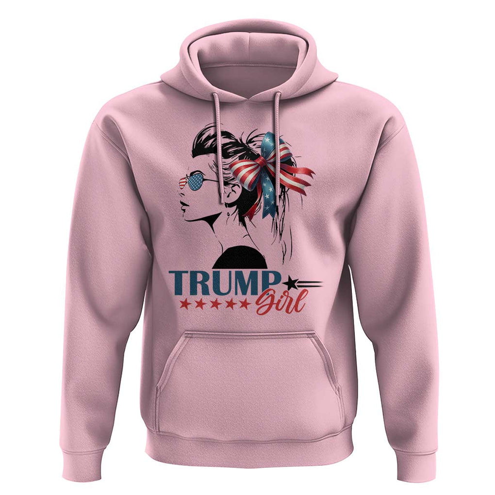 Trump Girl Hoodie Messy Bun Sunglasses 2024 USA Flag Coquette Bow TS11 Light Pink Print Your Wear