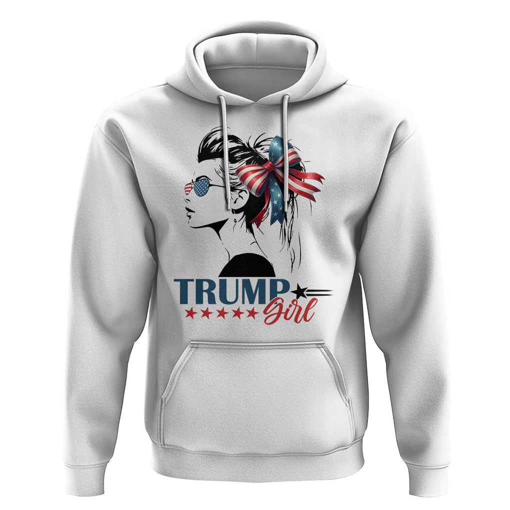 Trump Girl Hoodie Messy Bun Sunglasses 2024 USA Flag Coquette Bow TS11 White Print Your Wear