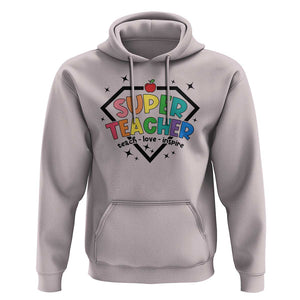 Funny Teacher Back To School Hoodie Super Teacher Teach Love Inspire Apple TS11 Ice Gray Print Your Wear