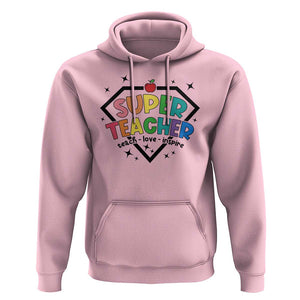 Funny Teacher Back To School Hoodie Super Teacher Teach Love Inspire Apple TS11 Light Pink Print Your Wear