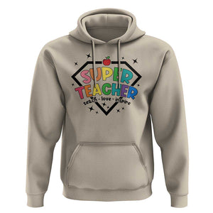 Funny Teacher Back To School Hoodie Super Teacher Teach Love Inspire Apple TS11 Sand Print Your Wear