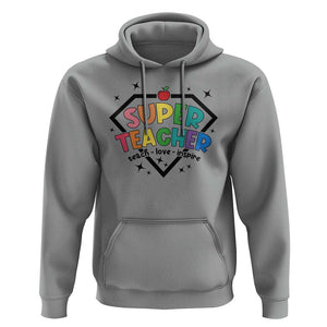 Funny Teacher Back To School Hoodie Super Teacher Teach Love Inspire Apple TS11 Sport Gray Print Your Wear
