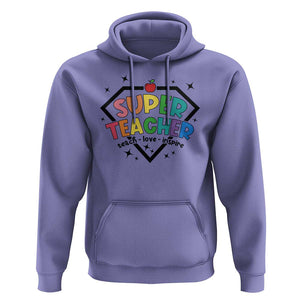 Funny Teacher Back To School Hoodie Super Teacher Teach Love Inspire Apple TS11 Violet Print Your Wear