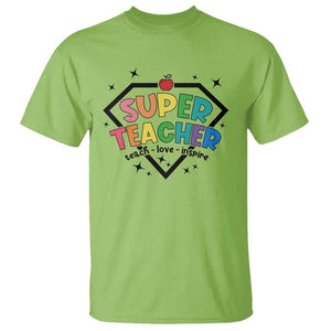 Funny Teacher Back To School T Shirt Super Teacher Teach Love Inspire Apple TS11 Lime Print Your Wear