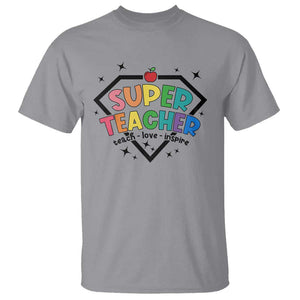 Funny Teacher Back To School T Shirt Super Teacher Teach Love Inspire Apple TS11 Sport Gray Print Your Wear