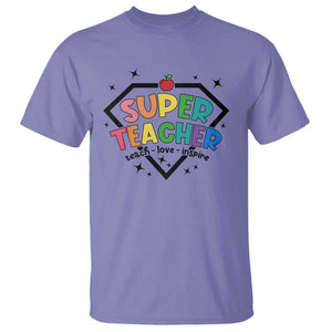 Funny Teacher Back To School T Shirt Super Teacher Teach Love Inspire Apple TS11 Violet Print Your Wear