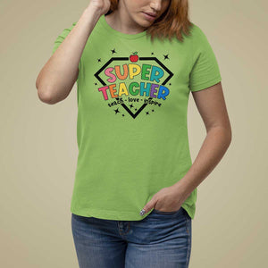 Funny Teacher Back To School T Shirt For Women Super Teacher Teach Love Inspire Apple TS11 Lime Print Your Wear