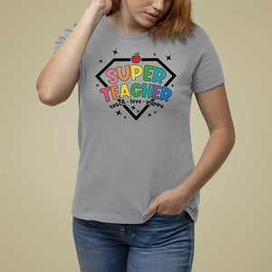 Funny Teacher Back To School T Shirt For Women Super Teacher Teach Love Inspire Apple TS11 Sport Gray Print Your Wear