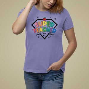 Funny Teacher Back To School T Shirt For Women Super Teacher Teach Love Inspire Apple TS11 Violet Print Your Wear