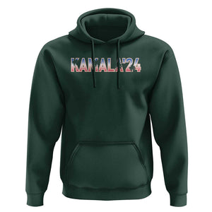 Kamala'24 Hoodie Coconut Tree USA Flag TS11 Dark Forest Green Print Your Wear