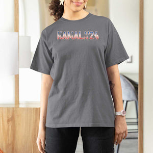 Kamala'24 T Shirt For Women Coconut Tree USA Flag TS11 Charcoal Print Your Wear