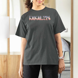 Kamala'24 T Shirt For Women Coconut Tree USA Flag TS11 Dark Heather Print Your Wear