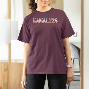 Kamala'24 T Shirt For Women Coconut Tree USA Flag TS11 Maroon Print Your Wear