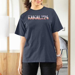 Kamala'24 T Shirt For Women Coconut Tree USA Flag TS11 Navy Print Your Wear
