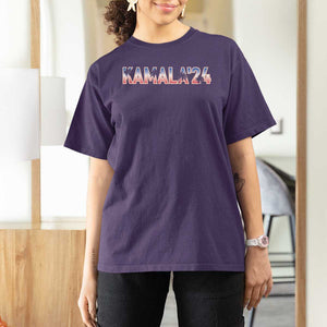 Kamala'24 T Shirt For Women Coconut Tree USA Flag TS11 Purple Print Your Wear