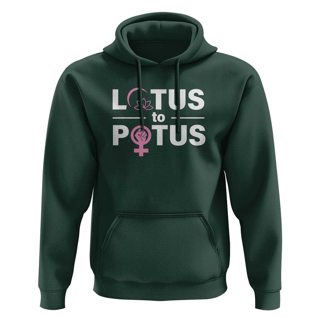 Lotus To Potus Hoodie Harris Woman Potus 47 Feminist TS11 Dark Forest Green Print Your Wear