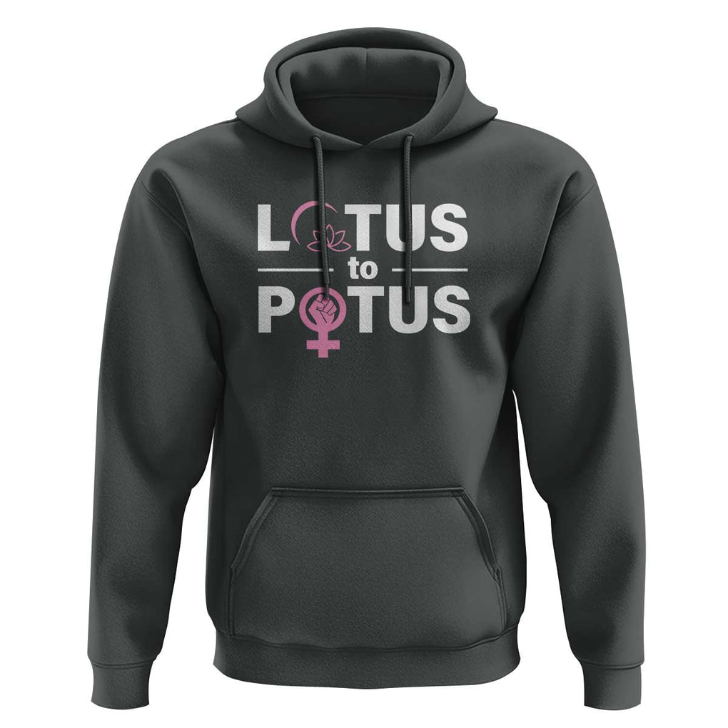Lotus To Potus Hoodie Harris Woman Potus 47 Feminist TS11 Dark Heather Print Your Wear