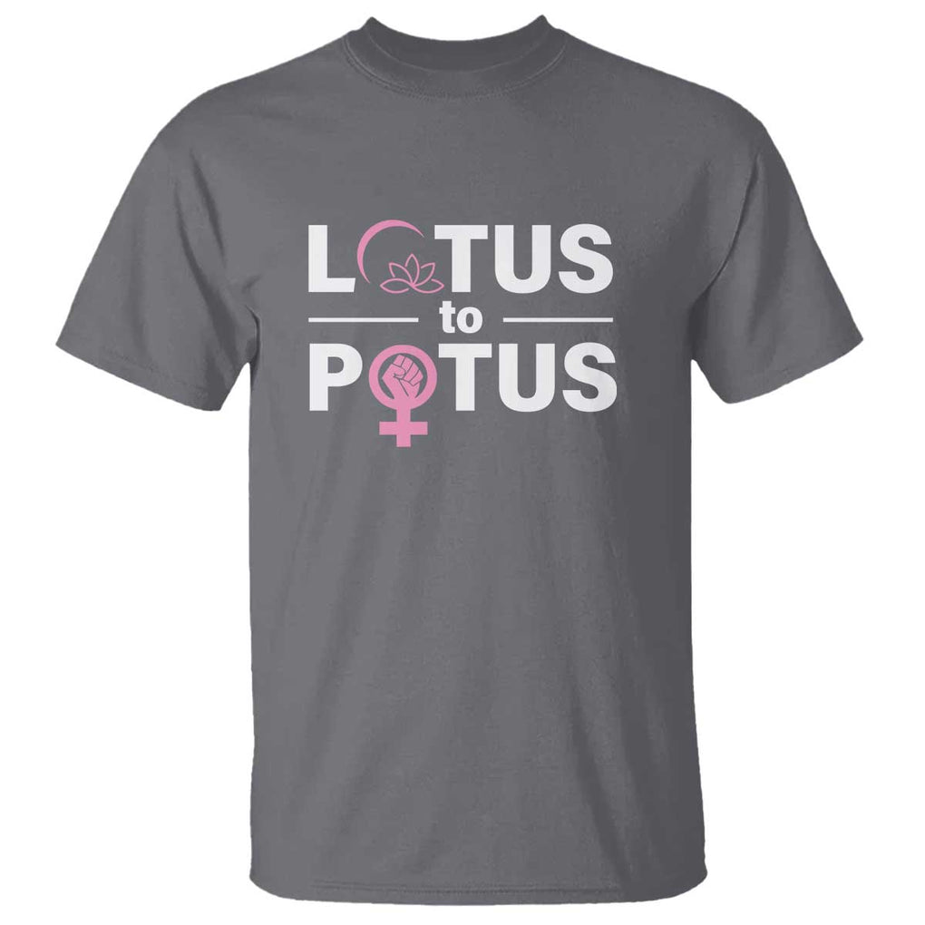Lotus To Potus T Shirt Harris Woman Potus 47 Feminist TS11 Charcoal Print Your Wear