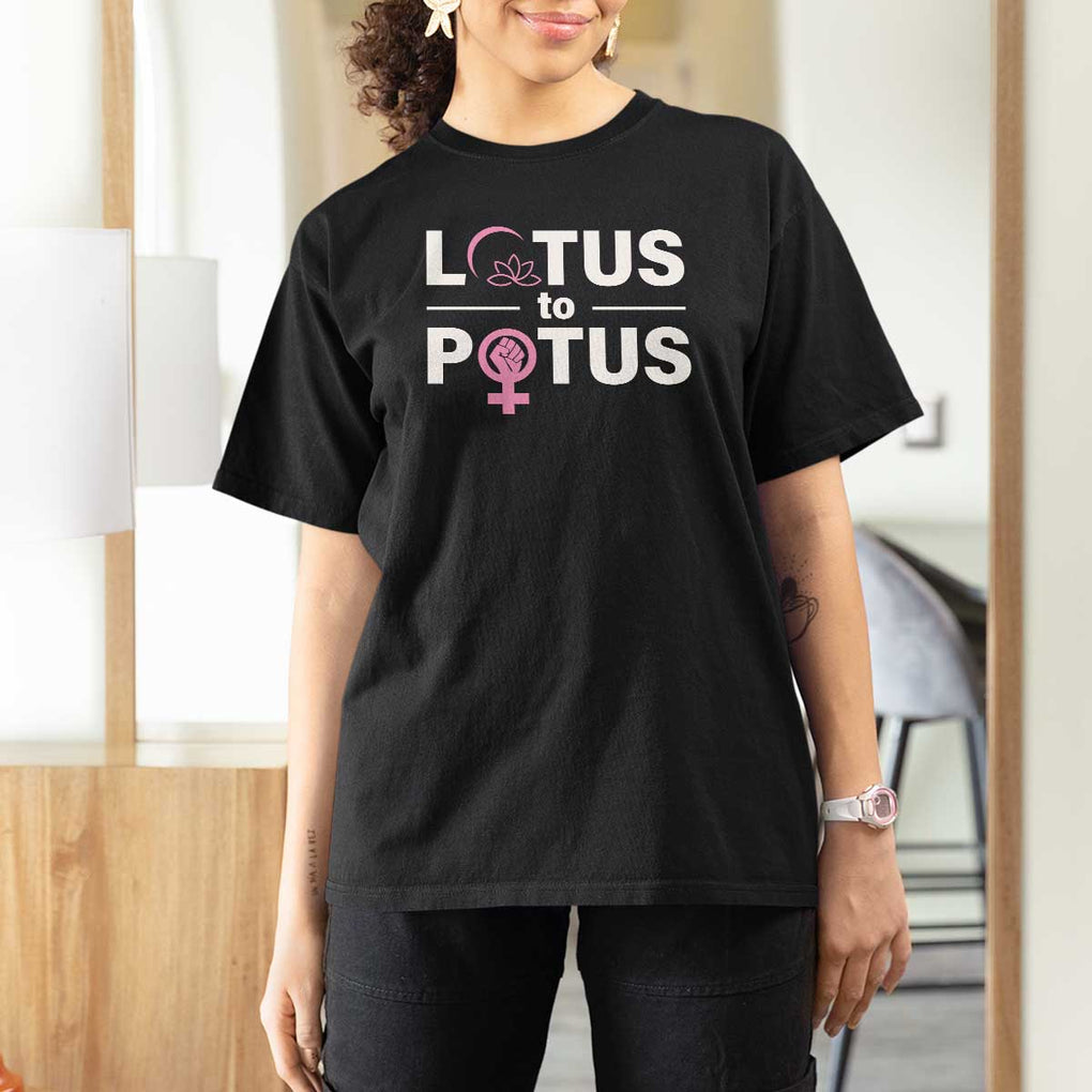 Lotus To Potus T Shirt For Women Harris Woman Potus 47 Feminist TS11 Black Print Your Wear