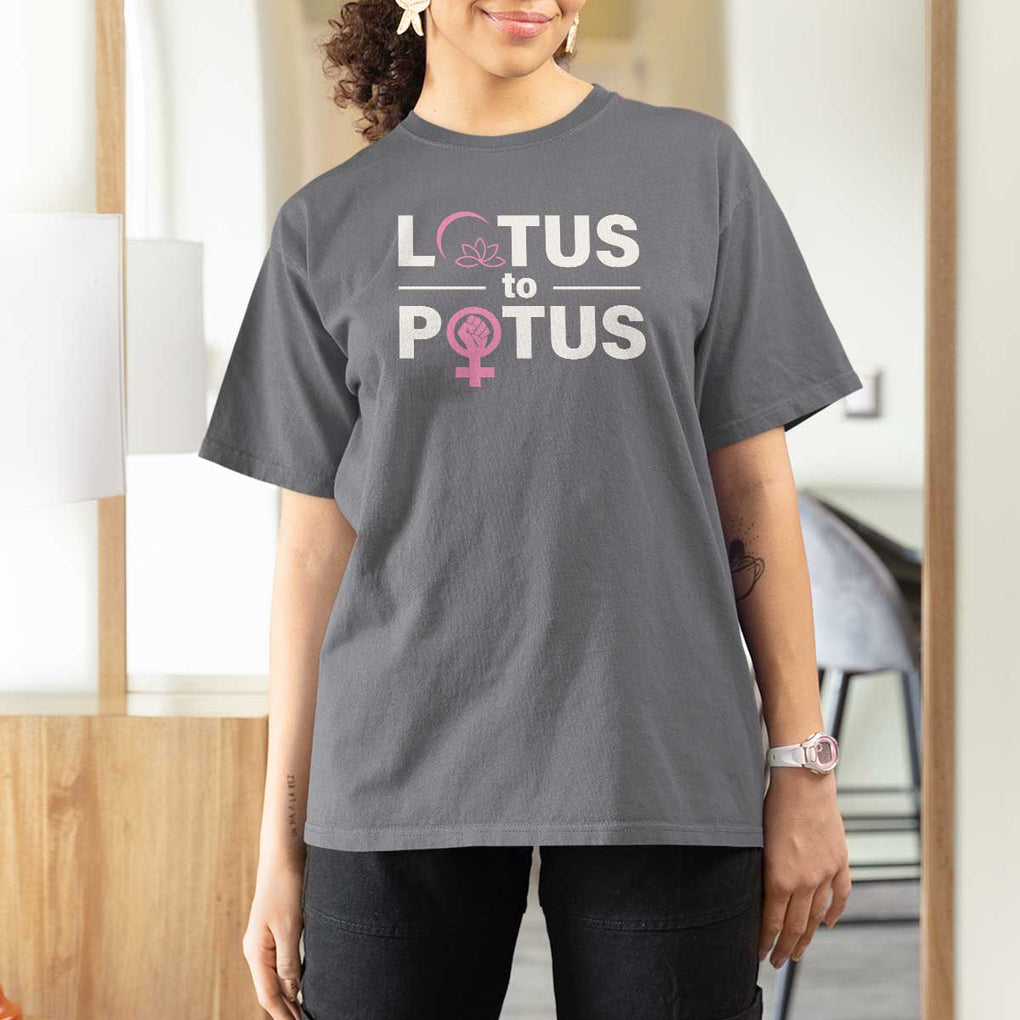 Lotus To Potus T Shirt For Women Harris Woman Potus 47 Feminist TS11 Charcoal Print Your Wear