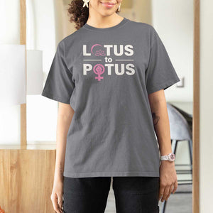 Lotus To Potus T Shirt For Women Harris Woman Potus 47 Feminist TS11 Charcoal Print Your Wear