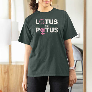Lotus To Potus T Shirt For Women Harris Woman Potus 47 Feminist TS11 Dark Forest Green Print Your Wear