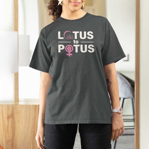 Lotus To Potus T Shirt For Women Harris Woman Potus 47 Feminist TS11 Dark Heather Print Your Wear