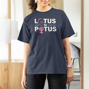 Lotus To Potus T Shirt For Women Harris Woman Potus 47 Feminist TS11 Navy Print Your Wear