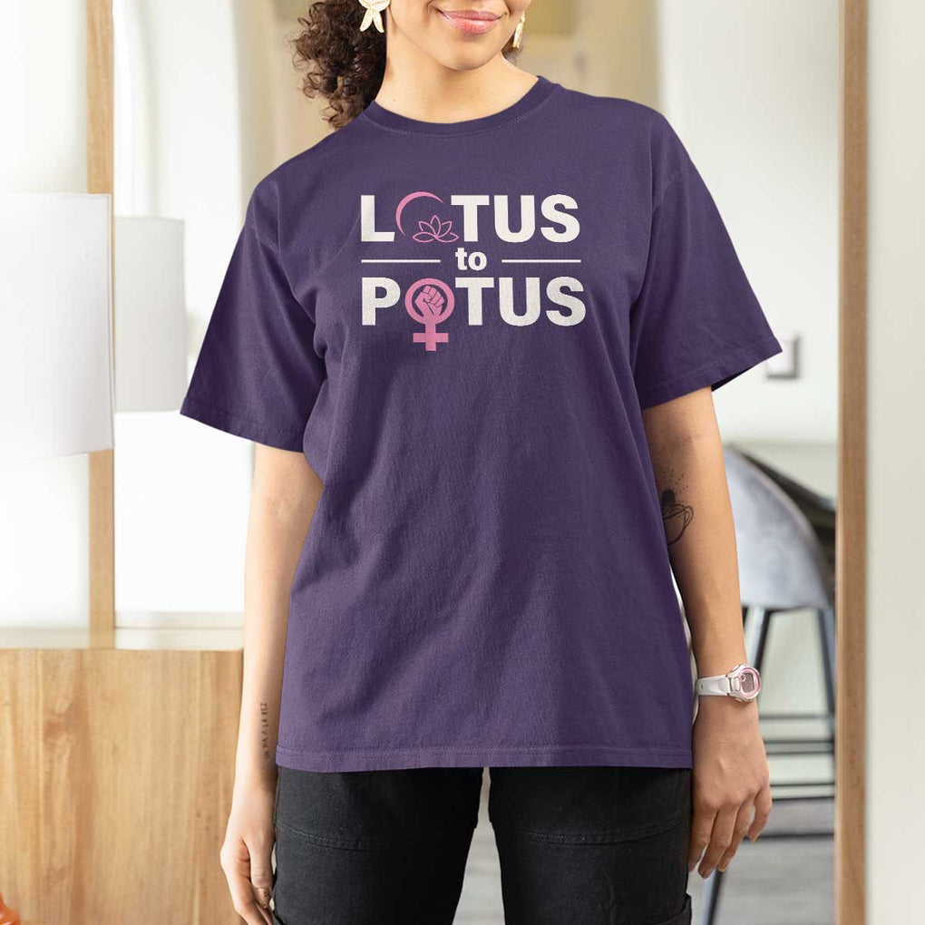 Lotus To Potus T Shirt For Women Harris Woman Potus 47 Feminist TS11 Purple Print Your Wear