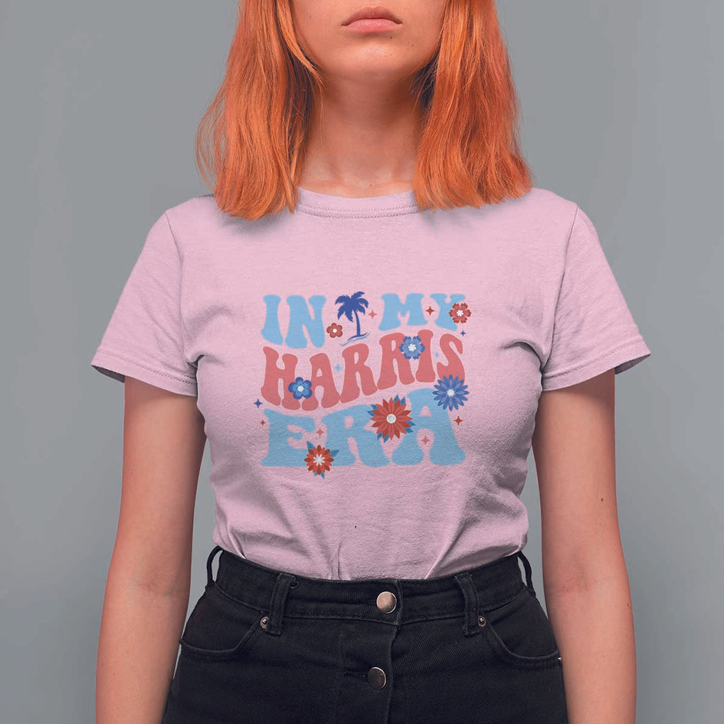 Kamala 2024 T Shirt For Women In My Harris Era Retro Groove Coconut Tree Flower TS11 Light Pink Print Your Wear