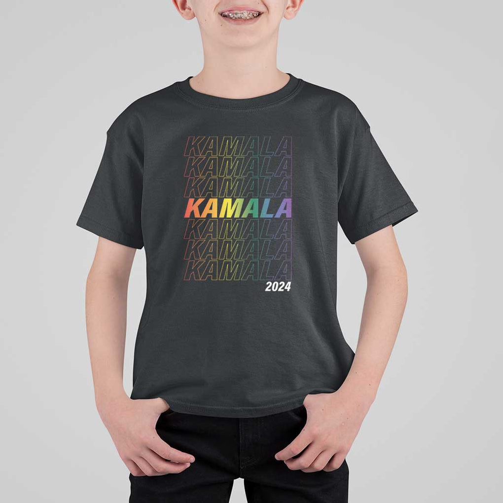 Kamala 2024 T Shirt For Kid LGBTQ Gay Pride Lesbian Flag TS11 Black Print Your Wear