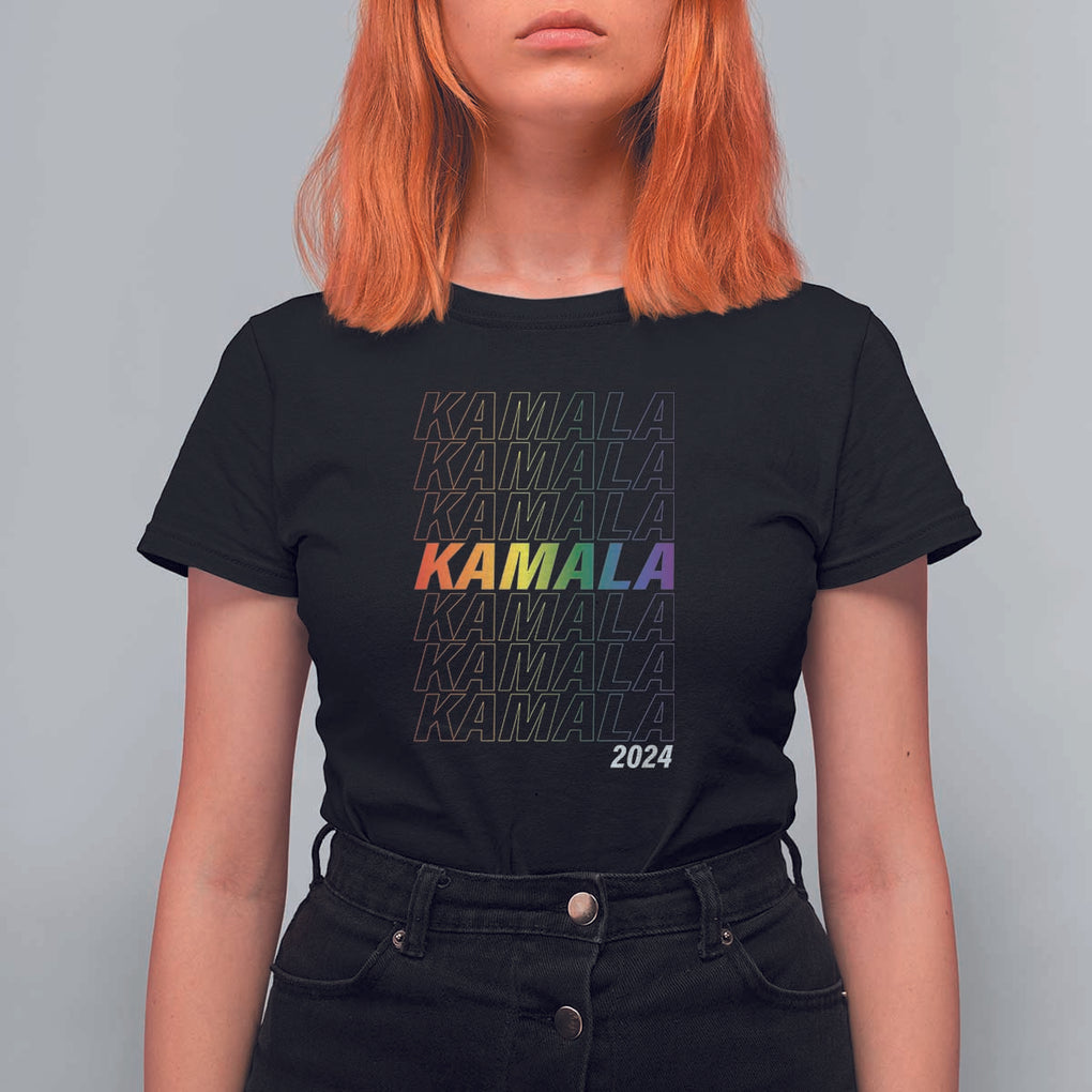 Kamala 2024 T Shirt For Women LGBTQ Gay Pride Lesbian Flag TS11 Black Print Your Wear