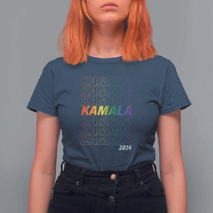 Kamala 2024 T Shirt For Women LGBTQ Gay Pride Lesbian Flag TS11 Navy Print Your Wear